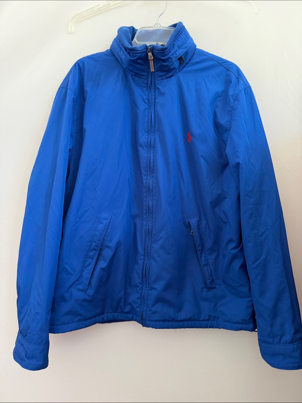 Polo by Ralph Lauren Men's Royal Blue Zip-Up Windbreaker with Red Pony